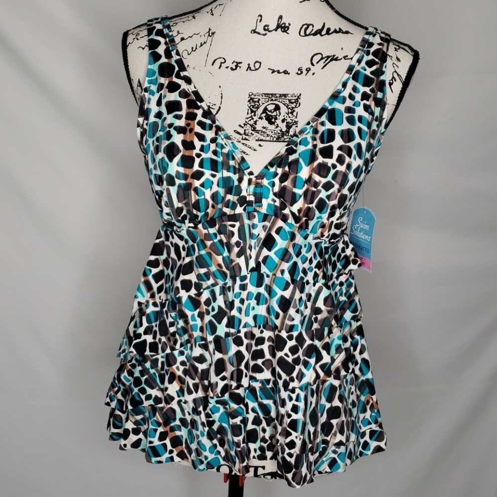 Swim Solutions Tiered Tankini Top w/ Bust Support